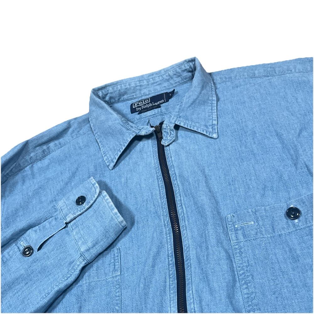 VTG Ralph Lauren‎ Polo Popover Chambray Shirt XL Oversized RRL Style Americana